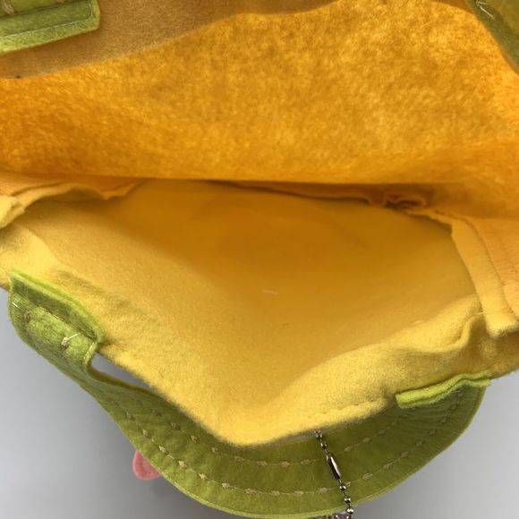 Large Yellow Embroidered Felt Easter Bunny Bag Tote and Happy Easter Wooden Tag - Picture 8 of 9